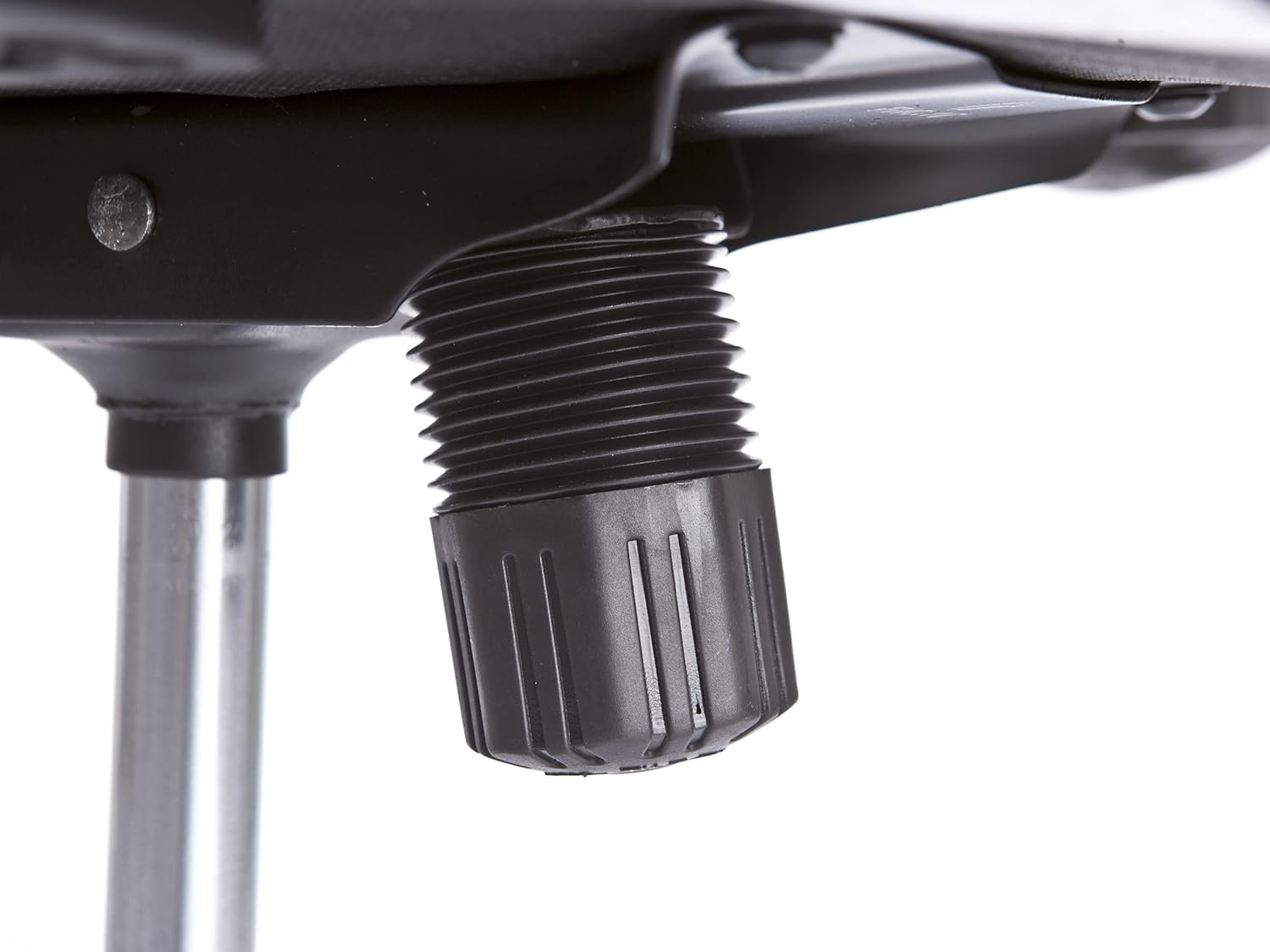Close-up of the height adjustment lever under the chair seat