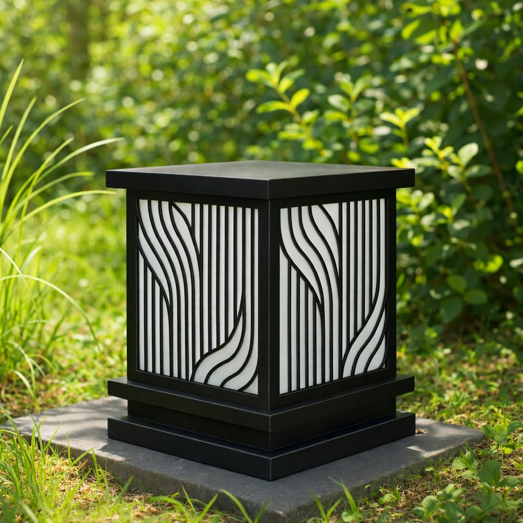 Outdoor Gate Light Pair Black Metal Pillar Lamp | Waterproof Garden Post Light for Gate, Boundary Wall, Balcony & Pathway Decoration,Pillar Boundary,Lamp-image-31