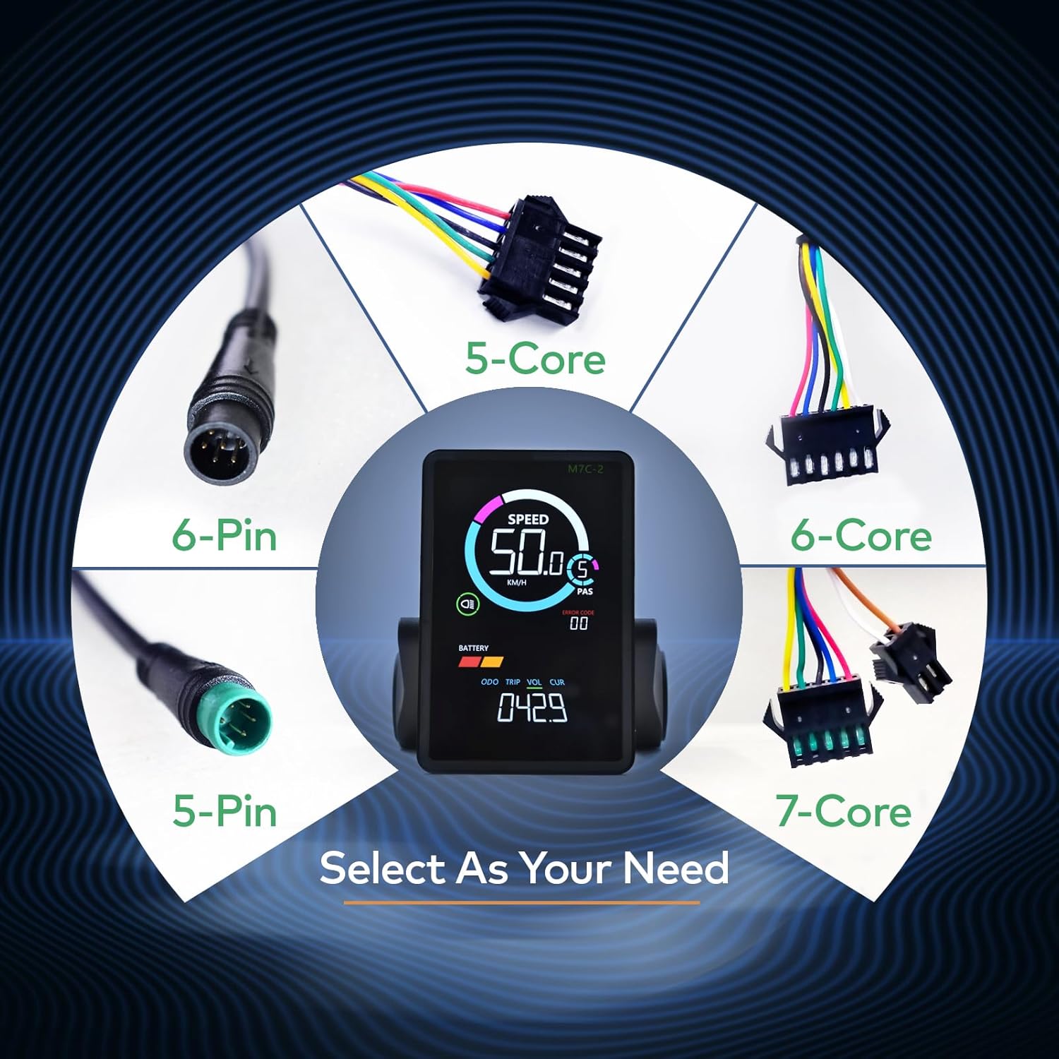 Ebike Display, UART No. 2 Protocol, 24V-60V ABS Colorful Cycling Computer with Charging Port for Mobile Devices, Vertical Ebike LCD Display to Enrich Cycling Journey