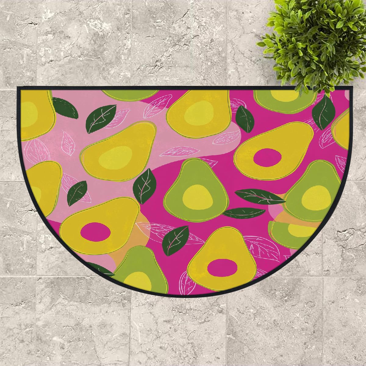 Mexpekil Paillasson demi-lune en forme de poire pour intérieur et extérieur - Lavable - Absorbant la saleté - 100 x 160 cm