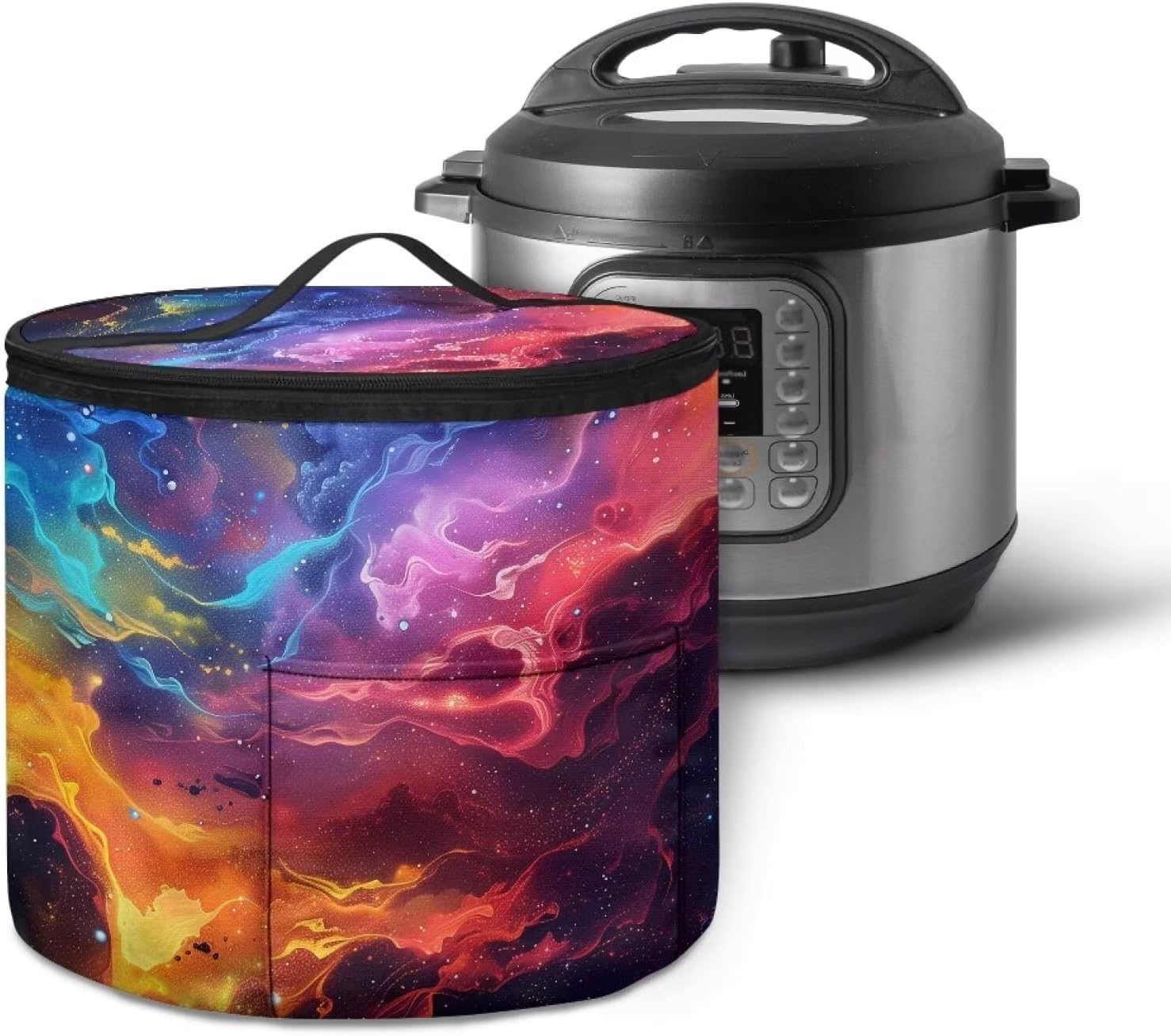 Galaxy Pressure Cooker Tote Bag Pressure Cooker Cover Zipper Closure Rice Cooker Cover Slow Cooker Cover Round Dust Cover Carry Bag for 6 Quart Pressure Cooker Appliance Covers