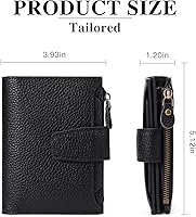 Vista 3 de FALAN MULE - Cartera de cuero auténtico para mujer, pequeña, plegable y compacta, con bloqueo de interferencia de radiofrecuencia (RFID)