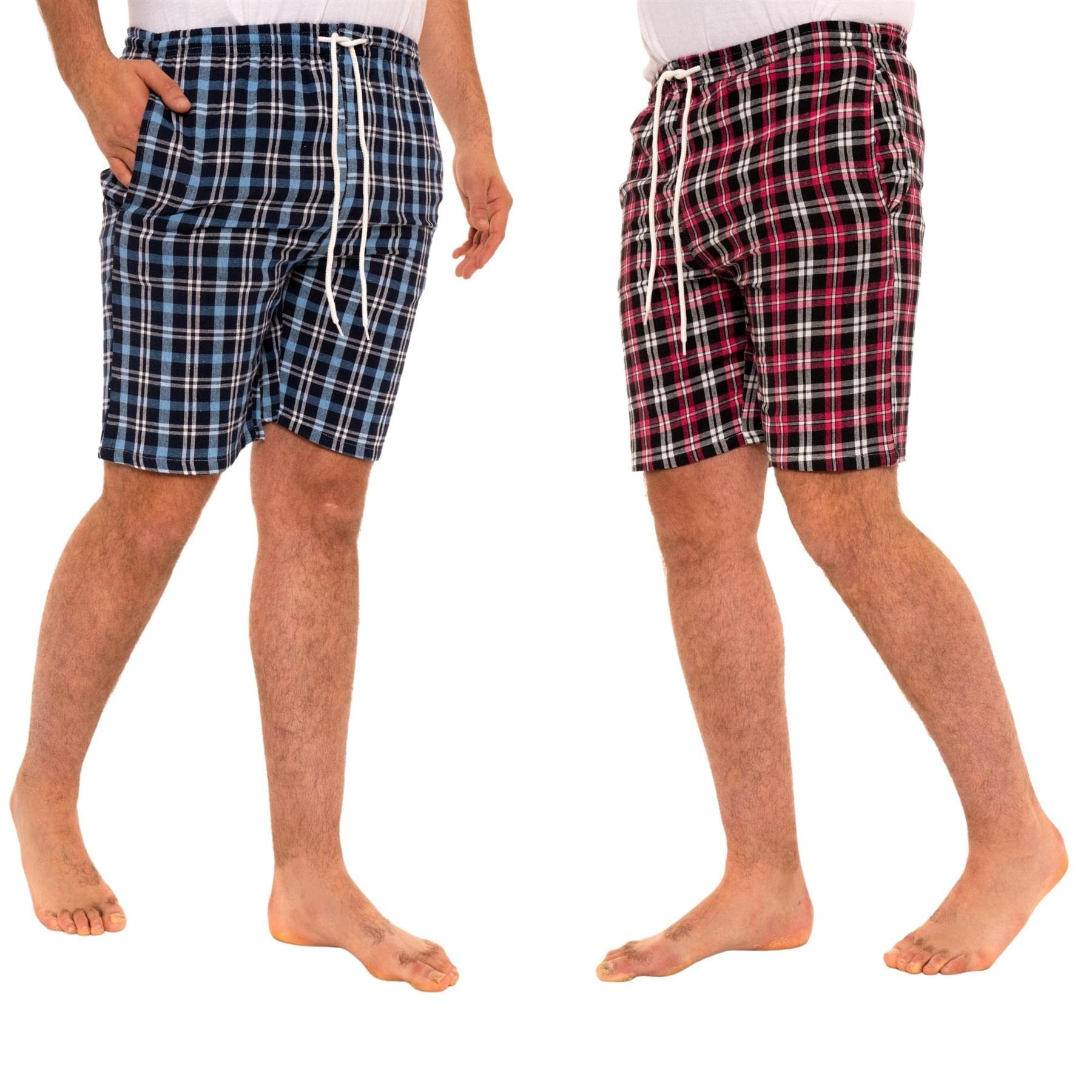 style it up Men's 2 Pack Lounge Shorts Multipack Checked Woven Pyjamas Casual Super Soft Cotton Elasticated Bottoms Sleepwear Pjs Nightwear-picture-29