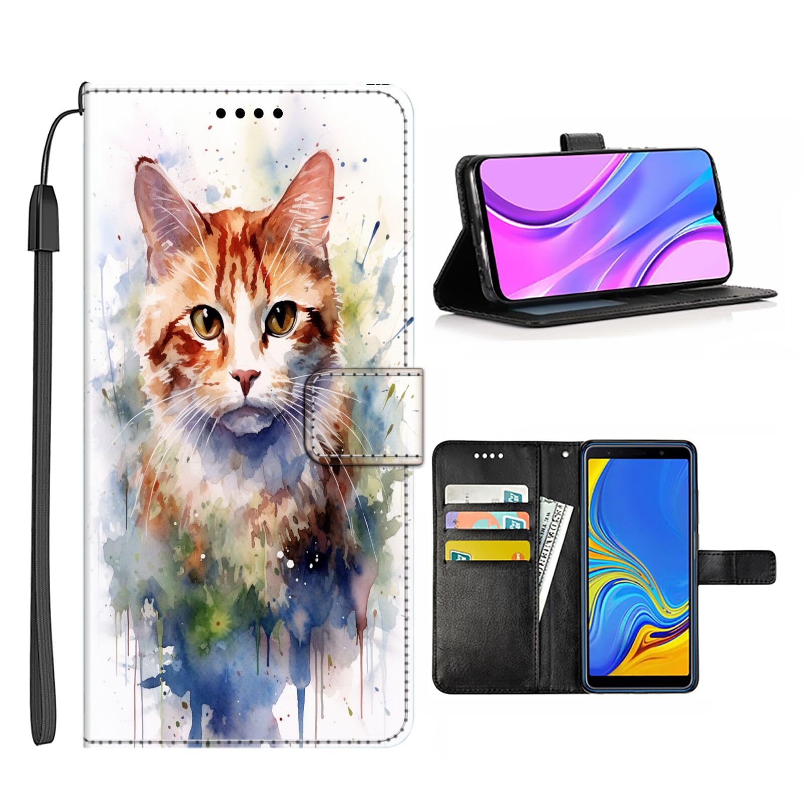 Elgzigok Wallet Phone Case for Samsung Galaxy S21 FE with Cat Print-aa188 - Stylish and Functional PU Leather-Free Smartphone Case with Card Holder