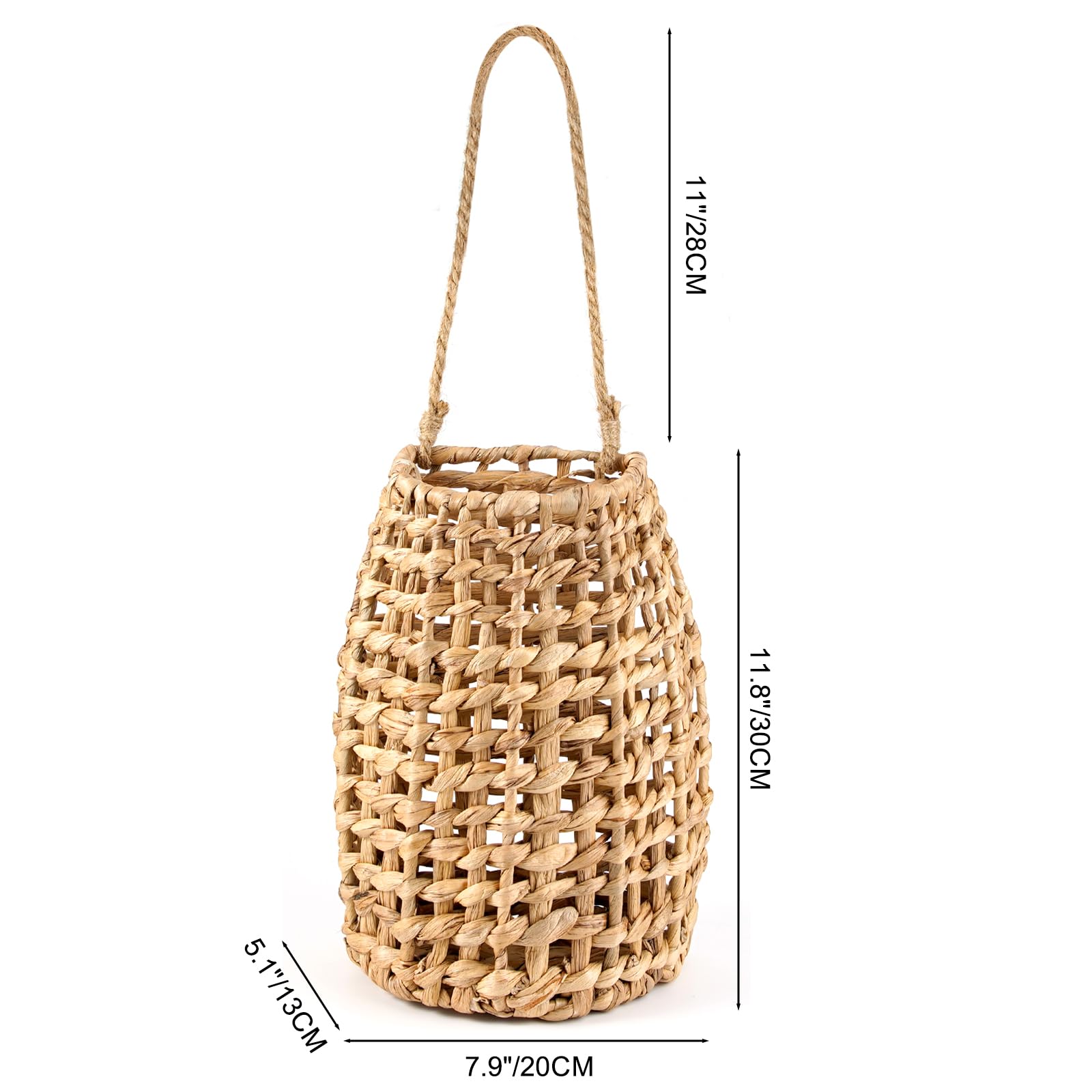 Cesta De Parede Boho - Jacinto D'Água Natural Para Decoração