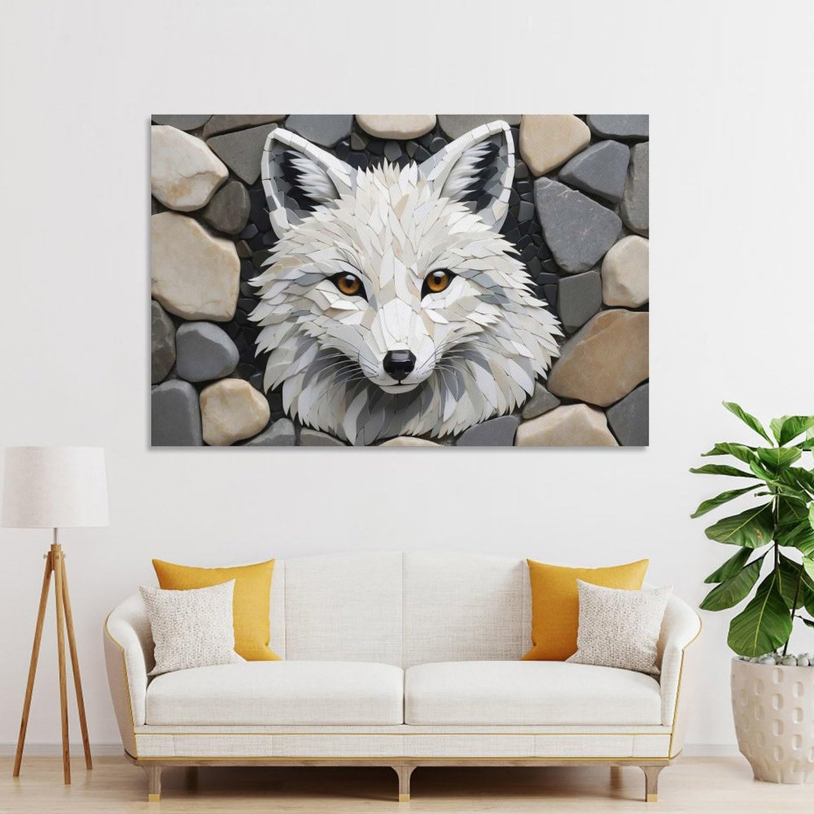 Junmoney Fox Mosaic Art Hanging Wall Art, 24x36inch(60x90cm), for Gallery Wall Decor And Room Displays, Home Wall Art for Statement Displays