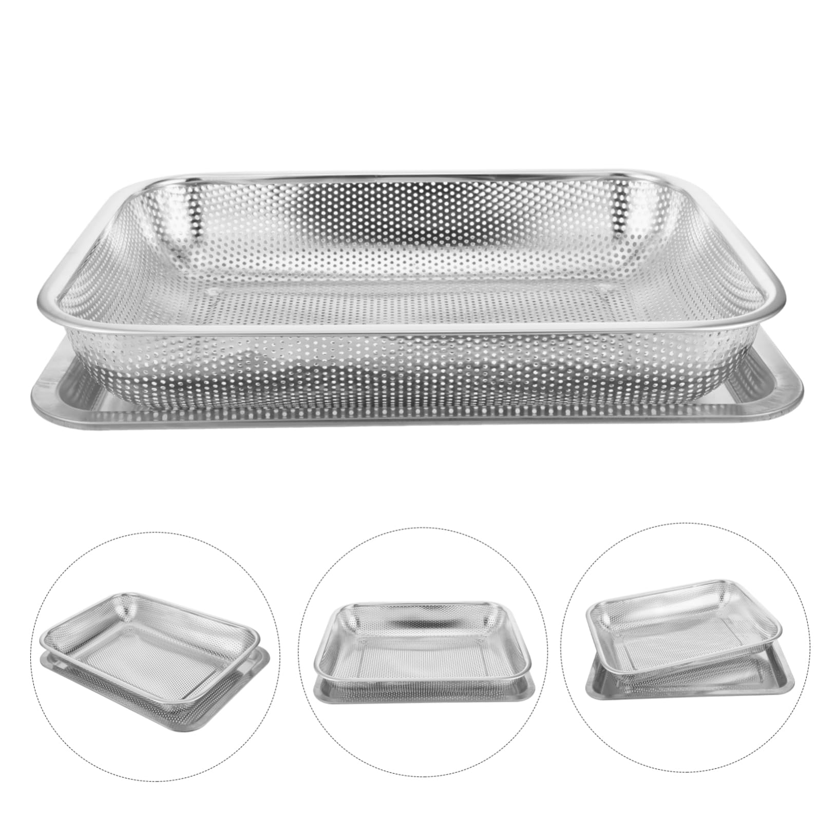 Cabilock Cestas De Metal para Freidora De Aire Cesta para Freír Antiadherente para Pollo Fideos y Alimentos