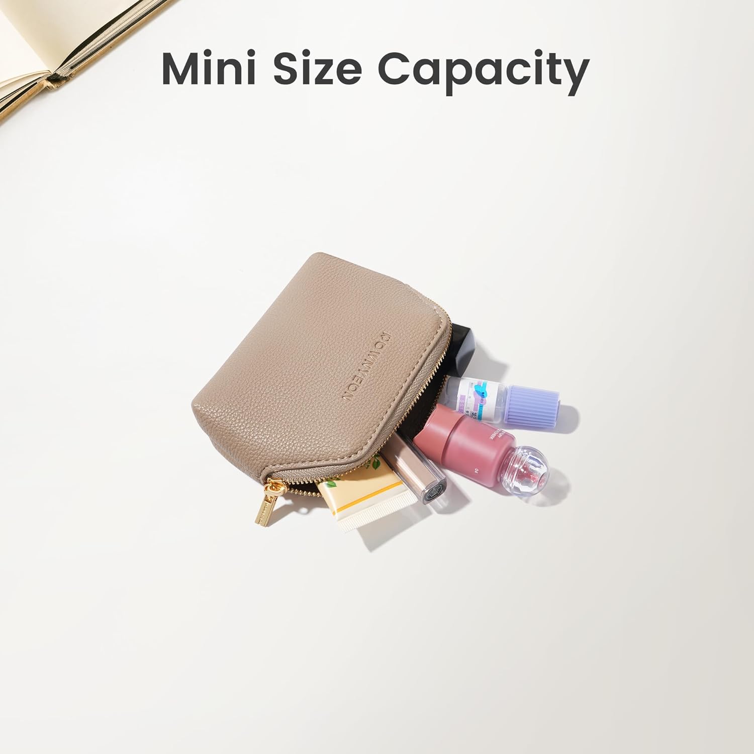 ROWNYEON Small Makeup Bag for Purse, Mini Portable Cosmetic Bags for Women, PU Leather Coin Purse Lipstick Cosmetic Accessories Organizer, Travel Makeup Pouch Zipper Pouch for Men Women - Image 7