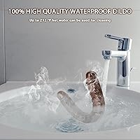 Vista 5 de Consolador doble de gelatina cristal de 11.8 x 1.37 pulgadas, consolador largo anal realista de pene, suave y flexible, con venas y glande, juguetes