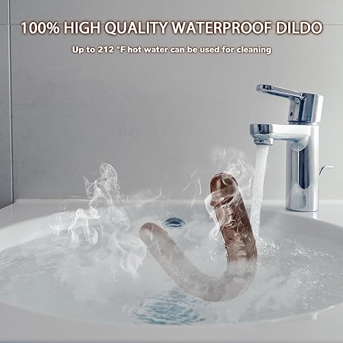 Miniatura 76 de Consolador doble de 15 x 1.7 pulgadas, gelatina de cristal realista, consolador largo anal, suave y flexible, con venas y glande para adultos