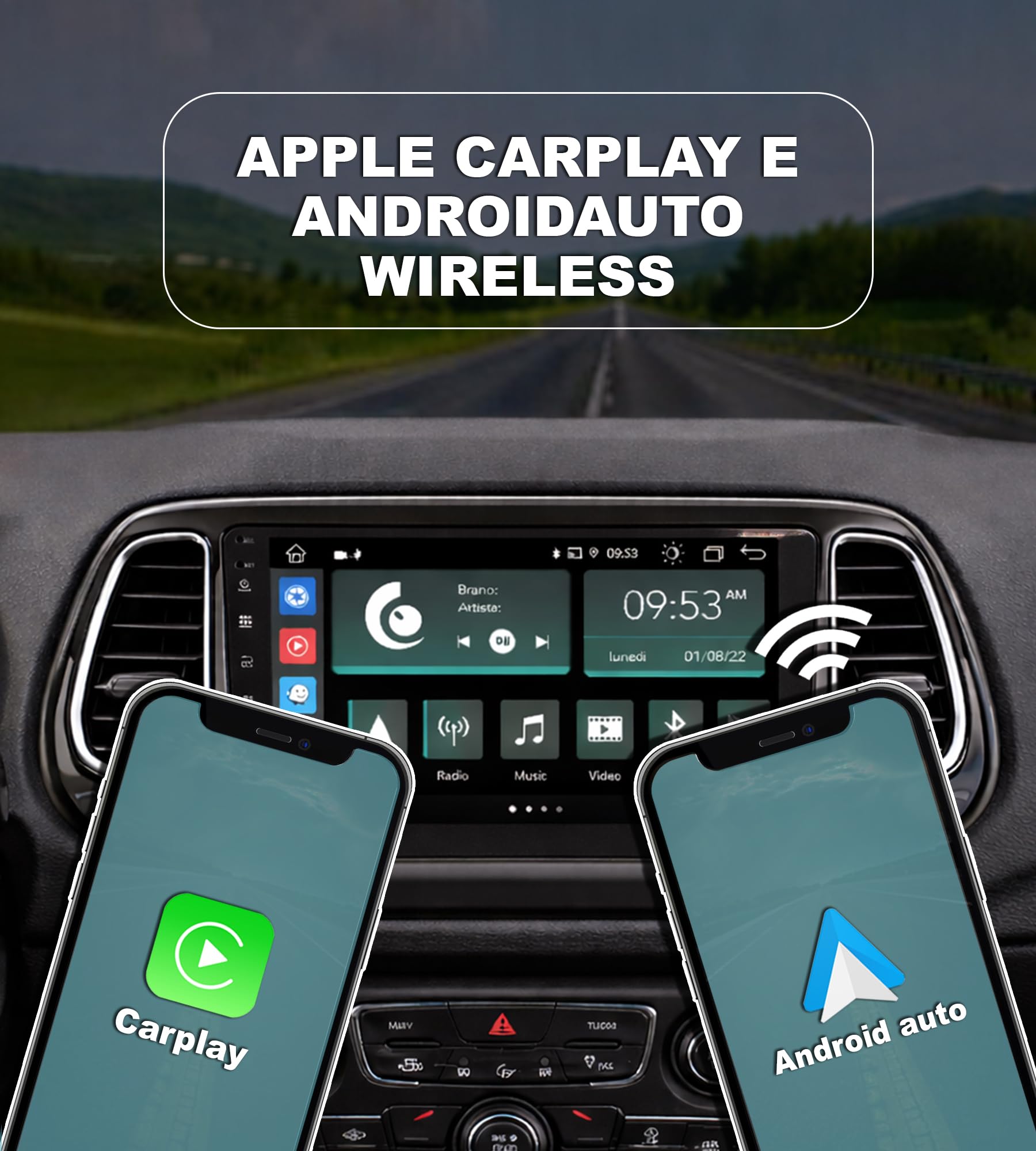 JF Sound - Autoradio Android JF-031JC-X7C - Per Jeep Compass dal 2016 al 2021-10 HD - CarPlay/Android Auto via cavo - GPS - 2GB RAM - 32GB ROM - DAB+ - Prodotto in Italia