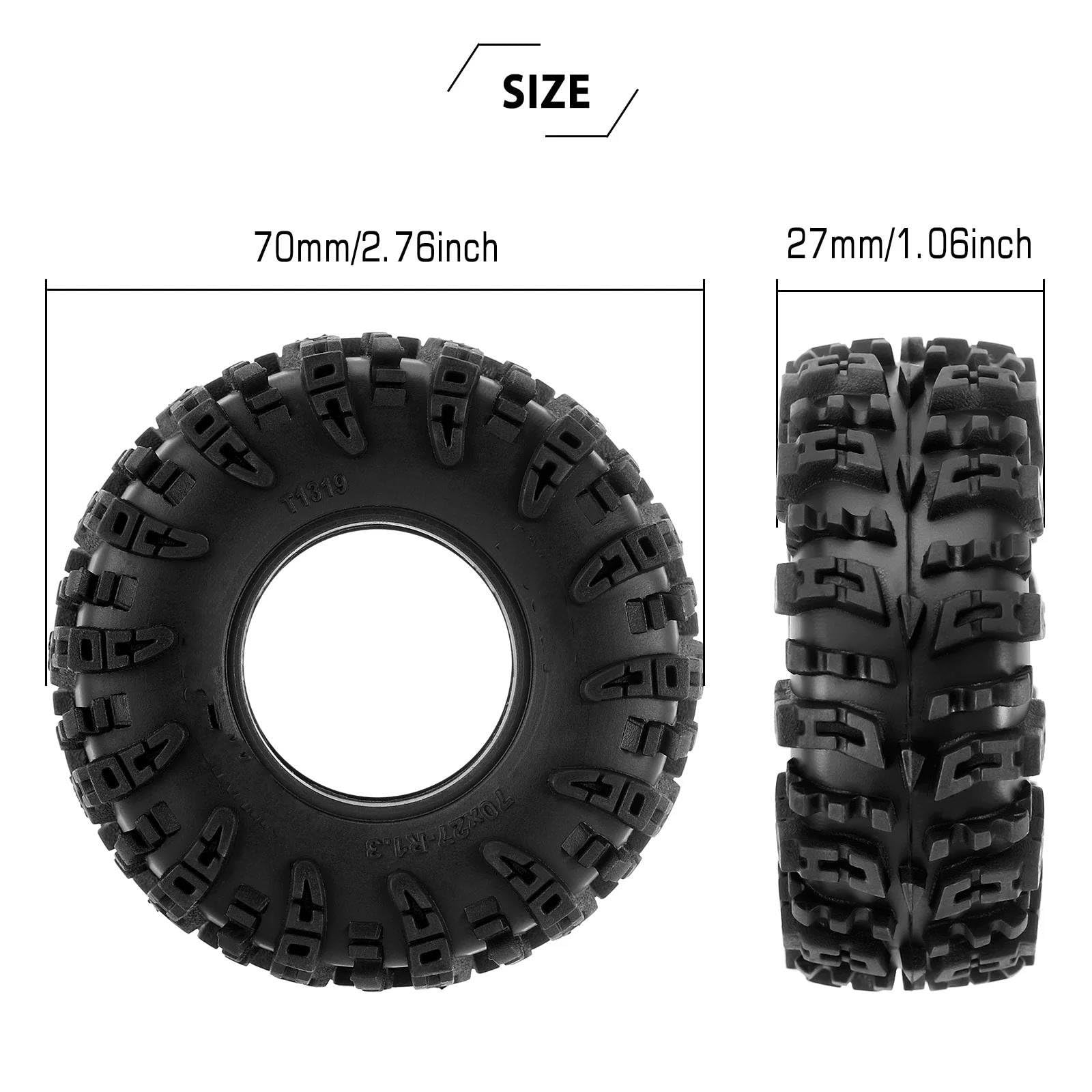 Compatibile Con 1/18 1/24 RC Crawler Car 70 * 27mm 1.3 "Pneumatici Pneumatico In Gomma Accessorio Ricambio Per RC Ruote Gomma