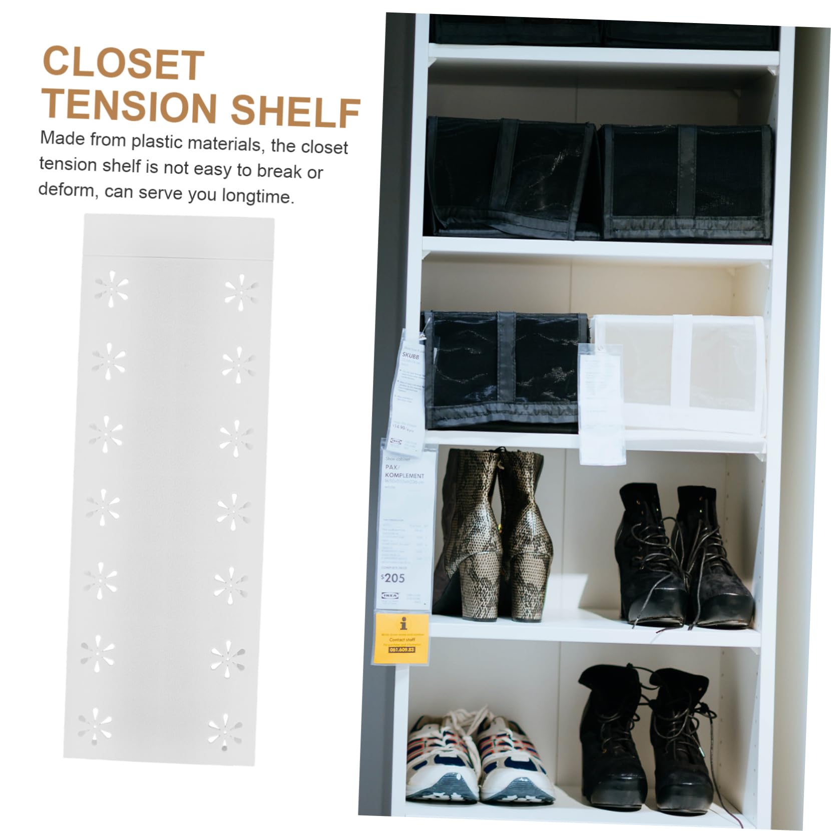 BUGUUYO Practical Tension Shelf Expandable Closet Shelf Wardrobe Tension Plastic Storage Rack