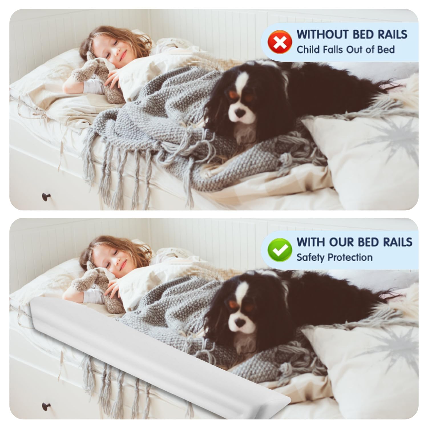 2 Pack Inflatable Bed Guard for Children Sleep Security Inflatable Bed Guard - Image 3