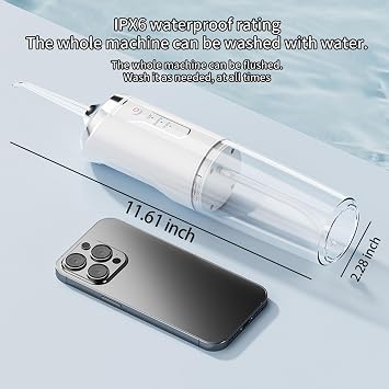 Water Flosser Cordless Teeth Irrigador Dental - Portable Oral Irrigator Waterproof Flossing Cleaning Picks with Rechargeable Power for Kids/Adult Braces,Home Travel