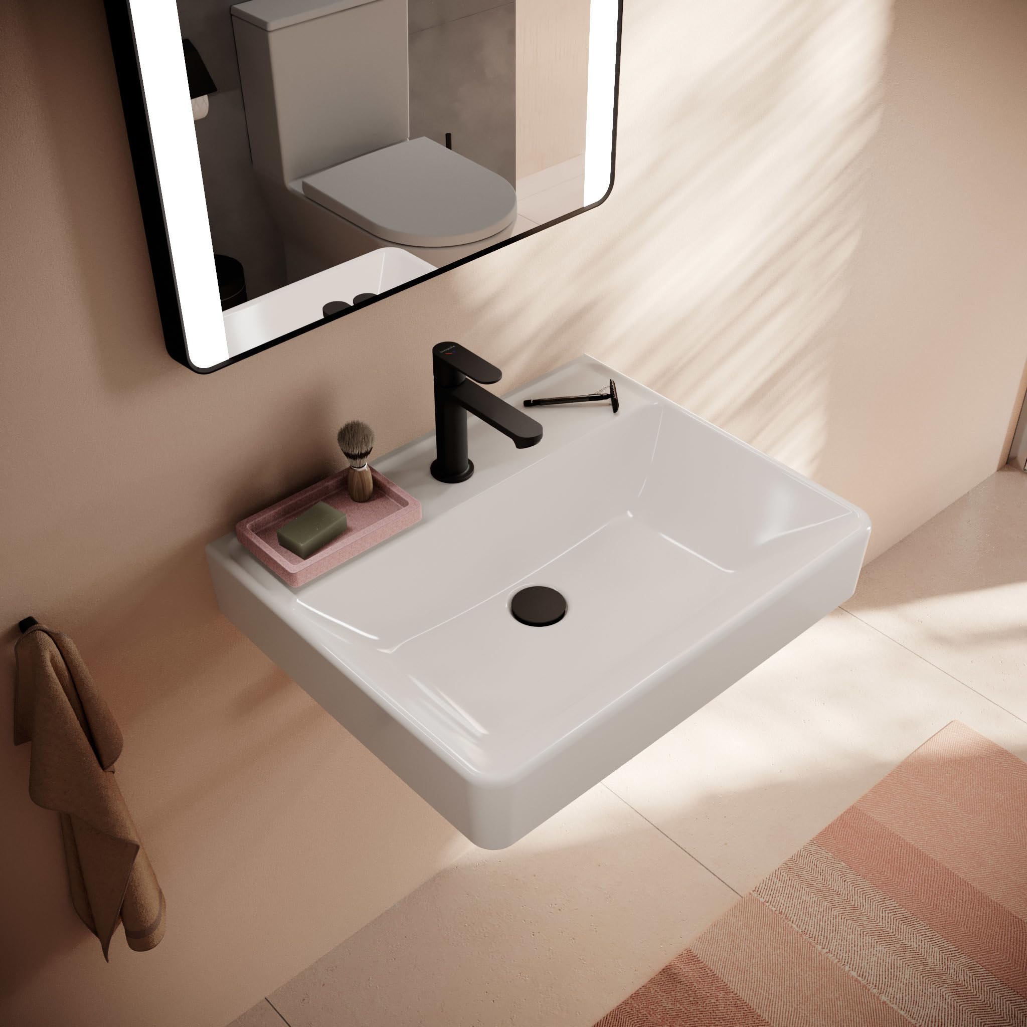 Hansgrohe Xanuia Q Waschtisch, mit Hahnloch, ohne Überlauf, 600x480mm, weiß, 60241450
