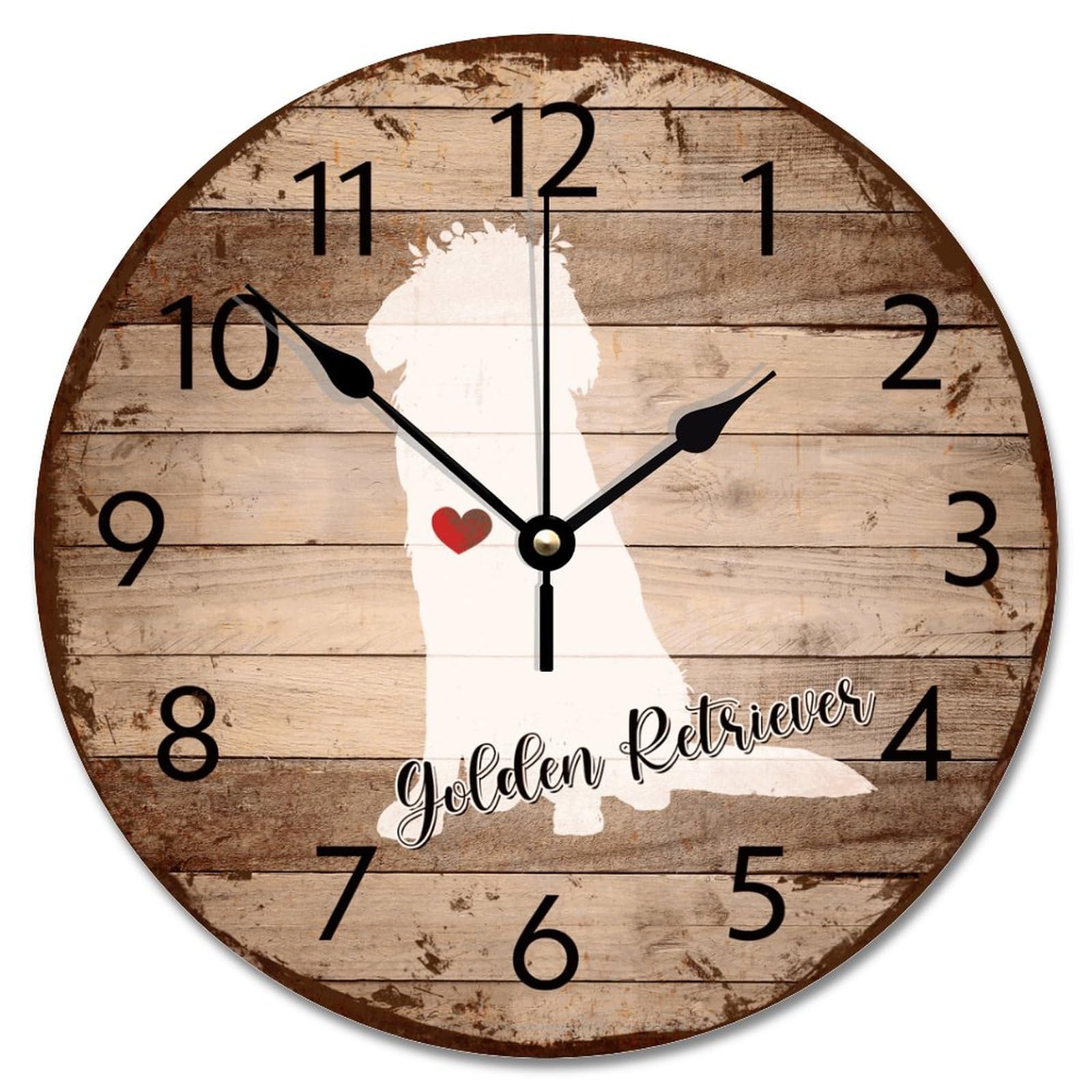 Horloge murale Golden Retriever pour décoration de cuisine et bureau vintage