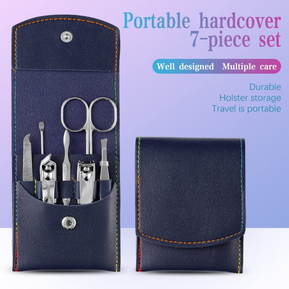 Zestaw do manicure, Zestaw do manicure, Zestaw do Nail Clippers Set Manicure Beauty Manicure Tool Set Nail Clippers Nail Clippers 7-Piece Folding Bag Portable,Pink