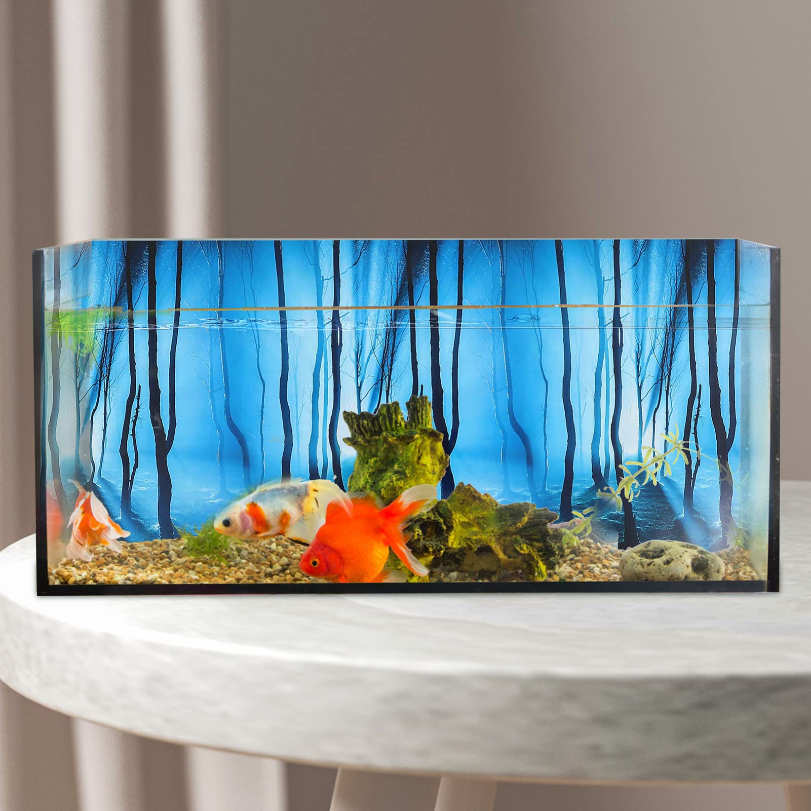 Happyyami 4pièces Décoration De Fond pour Aquarium Arrière-Plan Autocollant Réutilisable pour Réservoir Thème sous-Marin Naturel