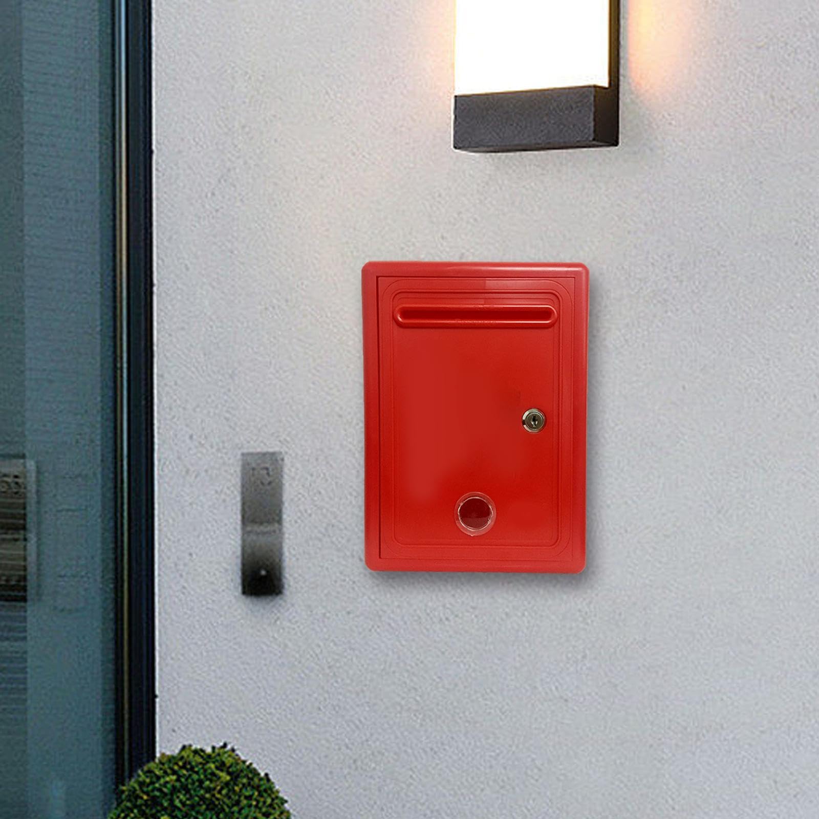 Robuster, abschließbarer Beschwerdekasten mit Sichtfenster, ideal für Büros, als Spendenbox oder wasserdichte Beschwerdebox, Rot