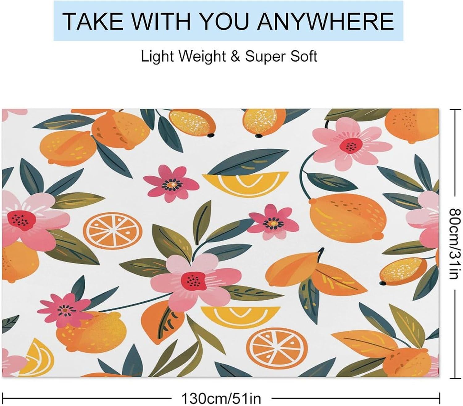 Swimming Towel, Peach Flower Pattern Printed Fashion Towel,Portable Towel,Durable Towel