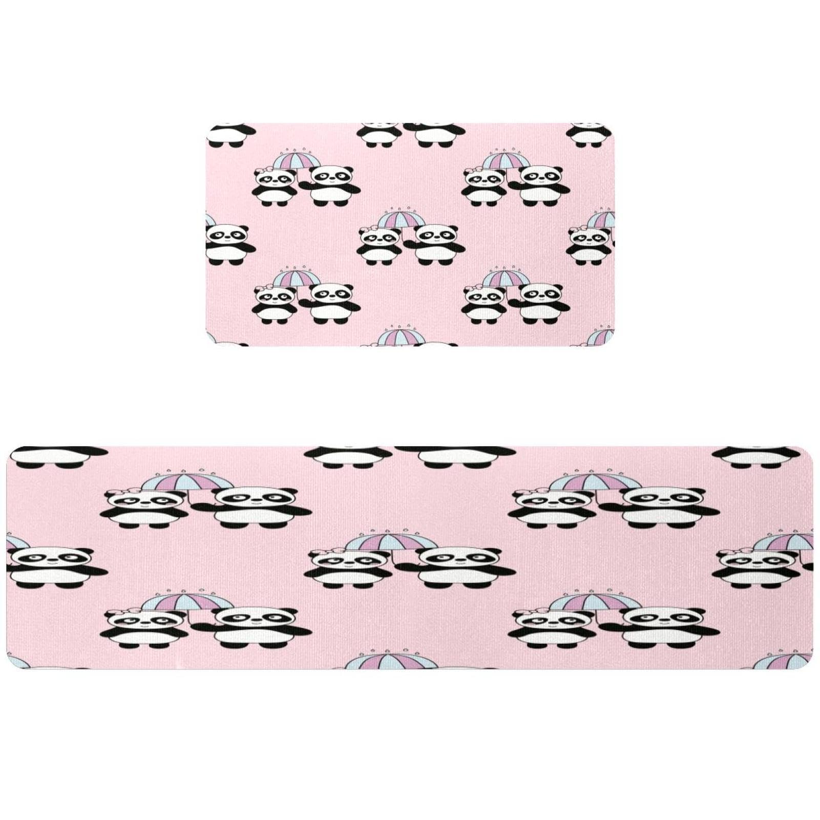 Tapis de cuisine antidérapants lot de 2 lavables motif panda noir et blanc