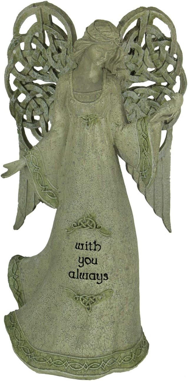 Grasslands Road Grey Stone Finish Celtic Angel Garden Statue