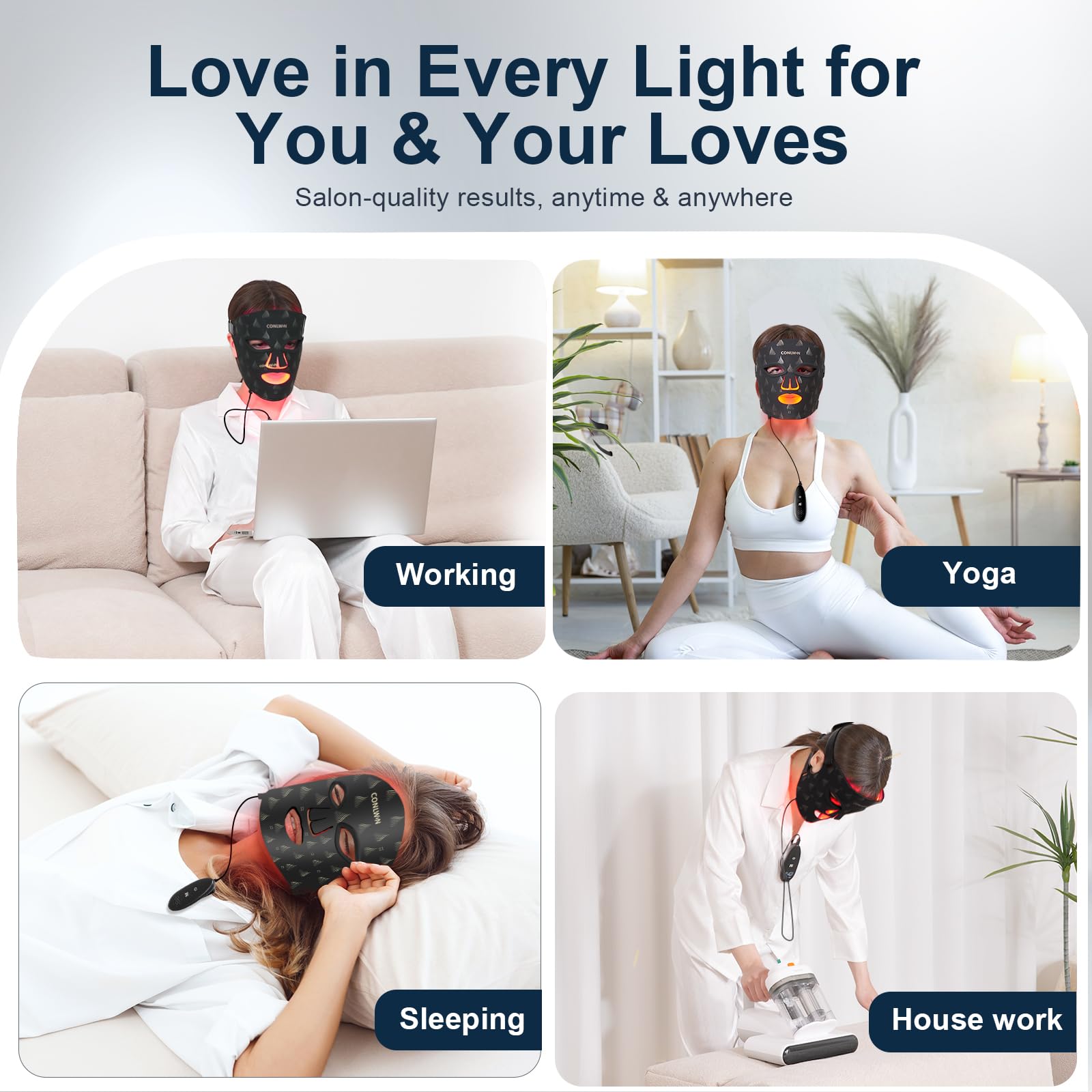 Red Light Therapy Mask for Face, 0.3 lbs Ultra-Light, Model RB-061