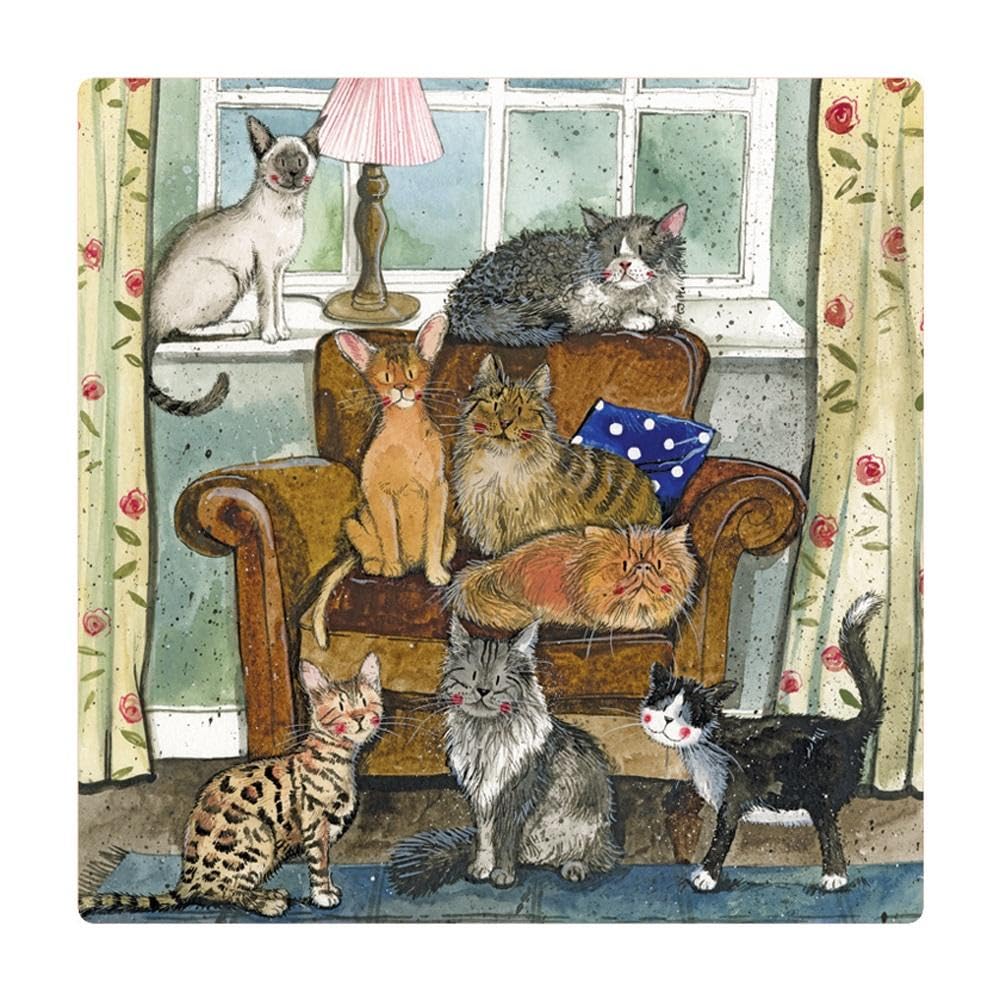 Alex Clark Art Black And White Alex Clark Cat House Fridge Magnet - Funny Felines - Original Artwork - Fridge Magnet For Animal Lovers - Magnetic Art Tile - Gift Ideas - Designed In The Uk...