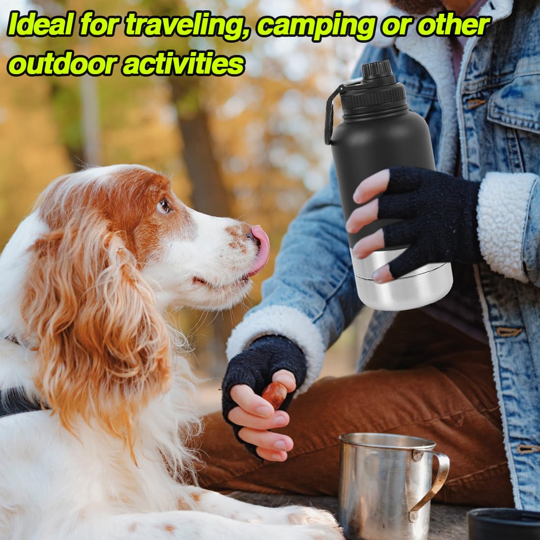 Gourde Isotherme Pour Chien 950 Ml Avec Gamelles Intégrées - Acier Inoxydable, Portable Pour Voyages Et Randonnées - 10