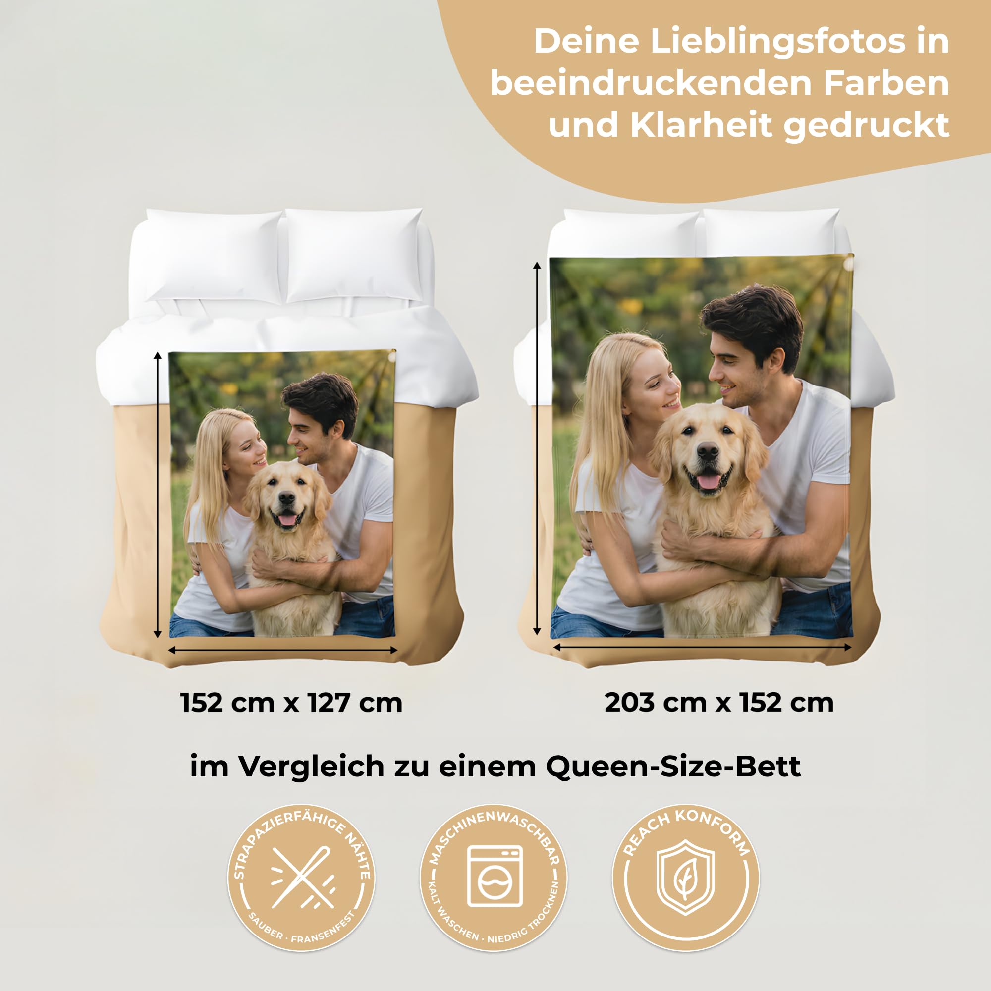 Cimpress Personalisierte Decke selbst gestalten, Fotodecke aus Fleece, 127x152 cm, Individuelle Kuscheldecke mit eigenem Foto und Text bedruckbar, Geschenkidee zu Weihnachten, Geburtstag, Couchdecke