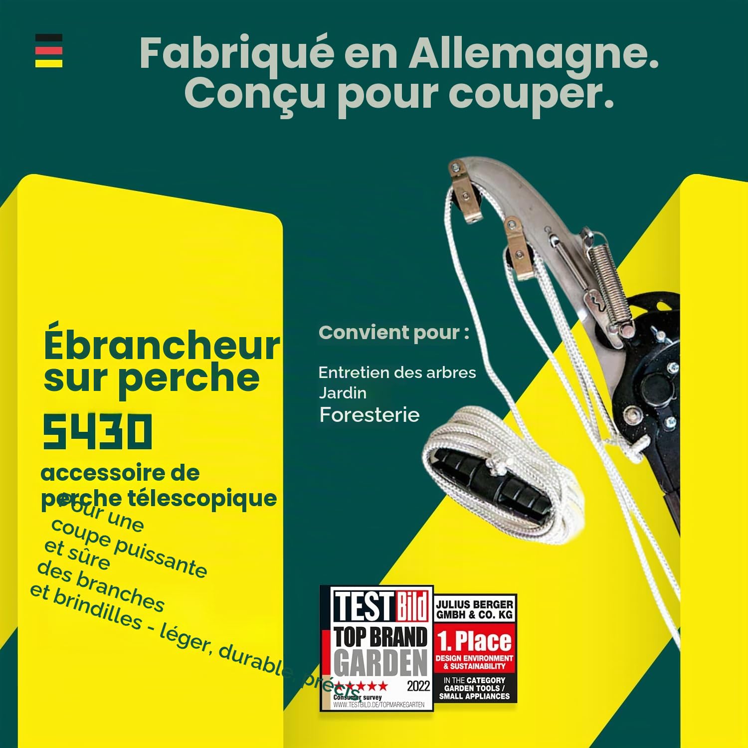 Echenilloir ArboRapid Berger 5430 pour perches télescopiques ArboRapid pour la coupe de branches et rameaux