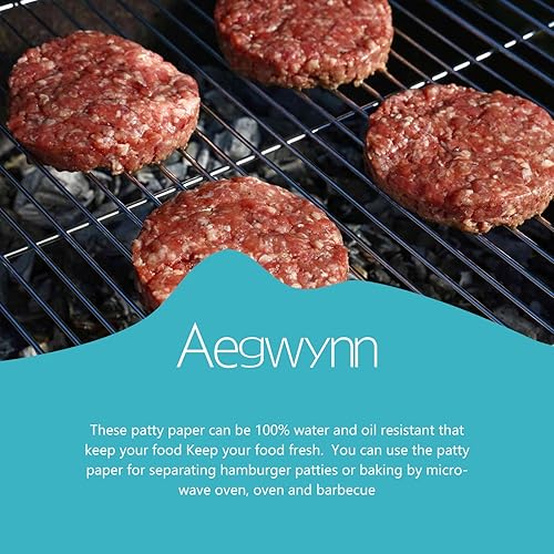 Miniatura 3 de Aegwynn - Papel redondo para hamburguesas de 6 pulgadas, 300 piezas, prensa de hamburguesas de pergamino antiadherente, fácil de quitar,