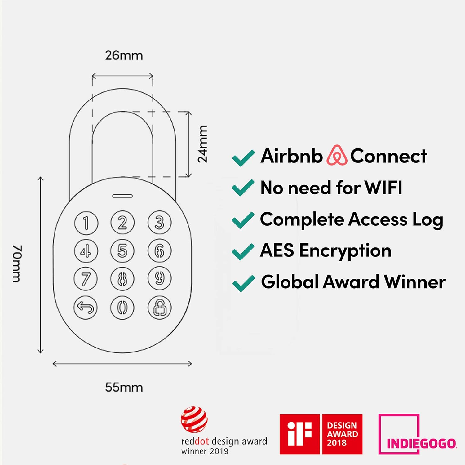 Best Seller Igloohome Smart Padlock, Smart Lock w/ Case- IOS/Android App Remotely Generates Bluetooth-Keys/Pin Codes for single Use, Recurring, Specific Dates, Lock Needs No Internet - for Storage, Bikes, Lockers