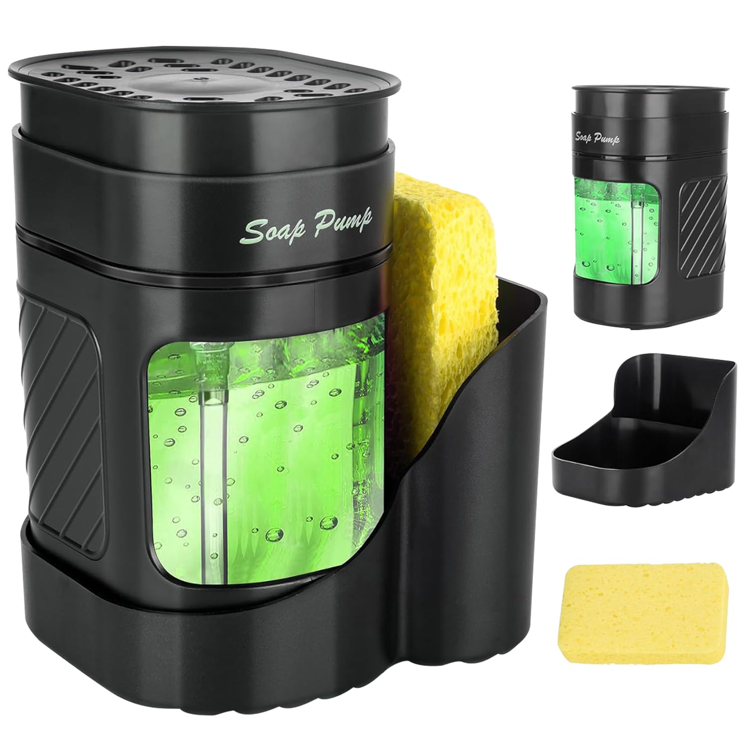 Dispenser Sapone 2 In 1 Con Porta Spugna - Ricaricabile Per Lavello Cucina - Foto 5