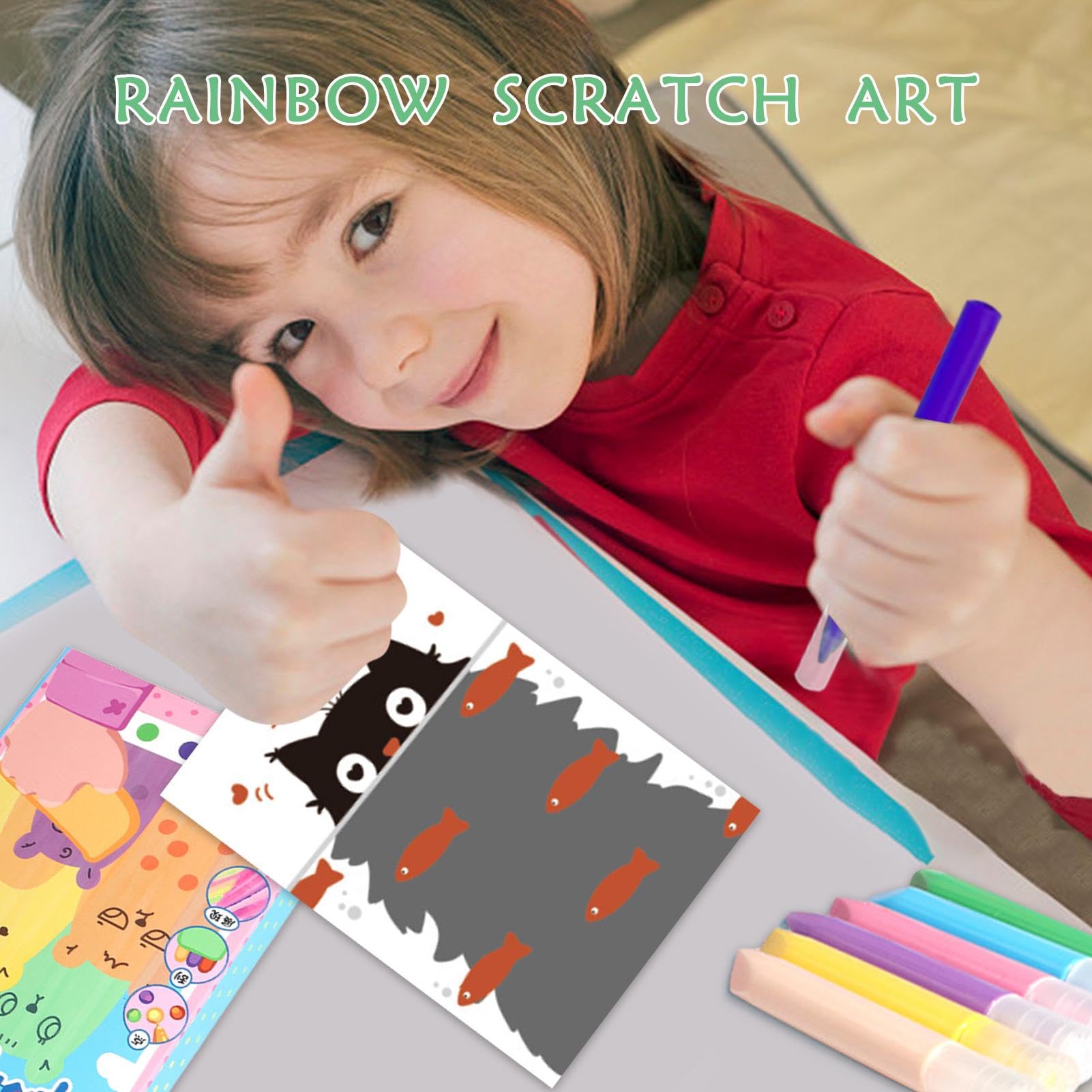 Activité Manuelle Enfant Kit Créatif Grattoir Arc-en-Ciel - 50 Feuilles Activité Manuelle Enfant Kit Créatif Grattoir Arc-en-Ciel - 50 Feuilles