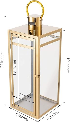 Miniatura 2 de BalsaCircle - Farol de metal dorado de 22 pulgadas de alto, portavelas para bodas, fiestas, recepción, centros de mesa de hogar, suministros de