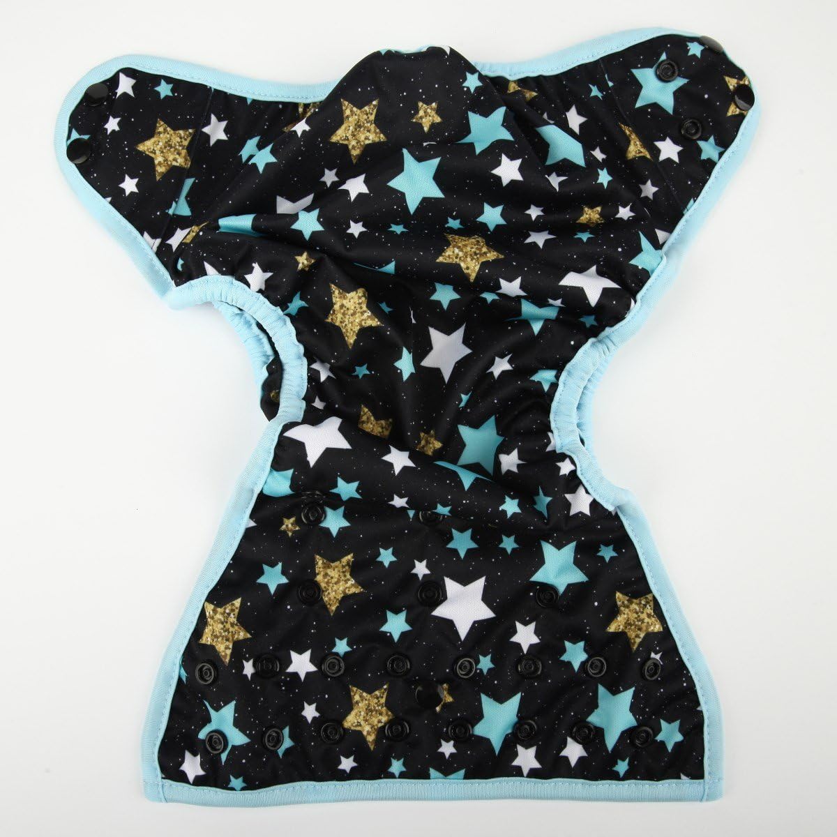 One Size Cloth Diaper Cover Snap With Double Gusset (Blue Star) - Image 4