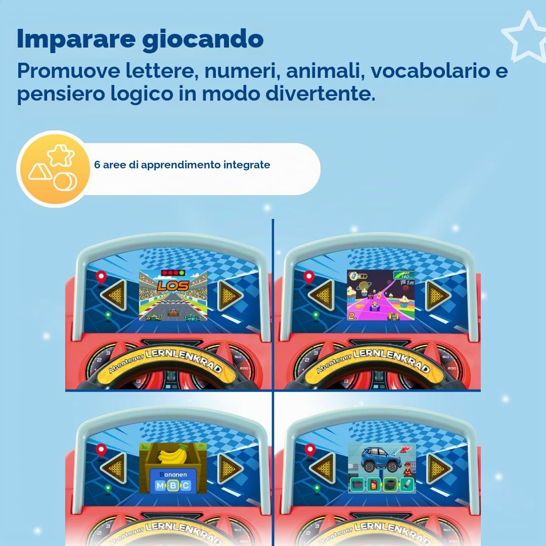 Vtech Volante di apprendimento Avventura – Volante interattivo con Schermo LCD a Colori, 3 modalità di Gioco, numerosi contenuti di apprendimento e 23 Melodie – per Bambini dai 3 ai 7 Anni