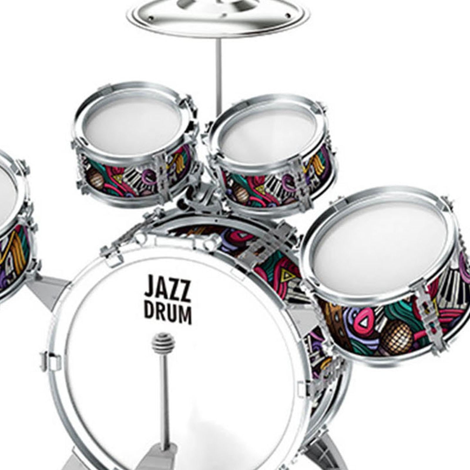 Kinderschlagzeug Musikspielzeug für Kinder mit Jazz Trommel Schlaginstrumenten Hocker Und Becken Unterstützt Musikalische Früherziehung Motorik Entwic, Stil A