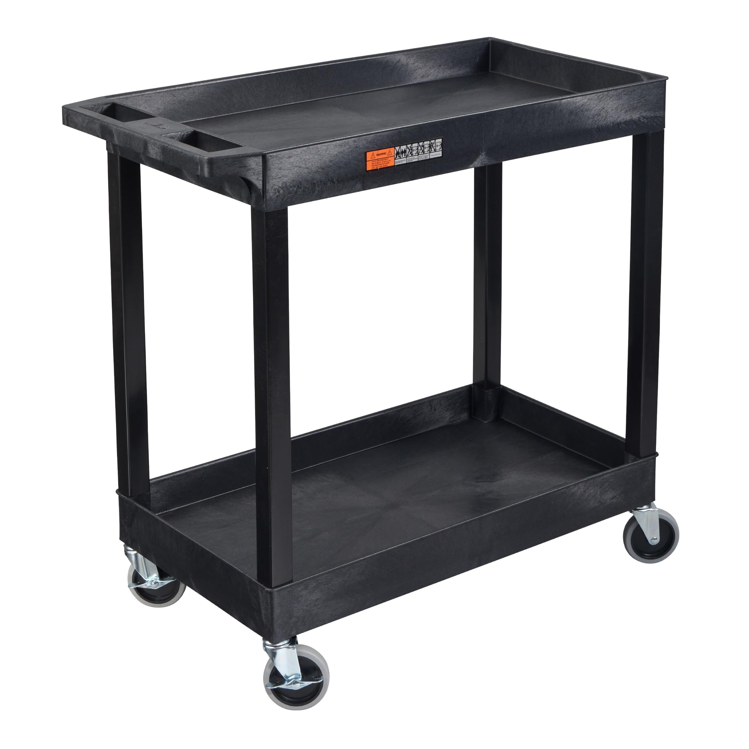 Carrito utilitario de dos estantes Luxor, Negro