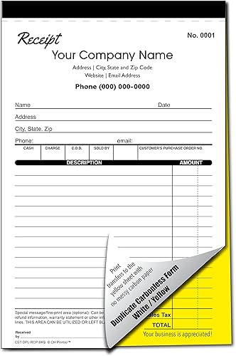 Miniatura 6 de Libros de recibos duplicados personalizados con el nombre de su empresa. 2 libros (100 juegos) numerados.