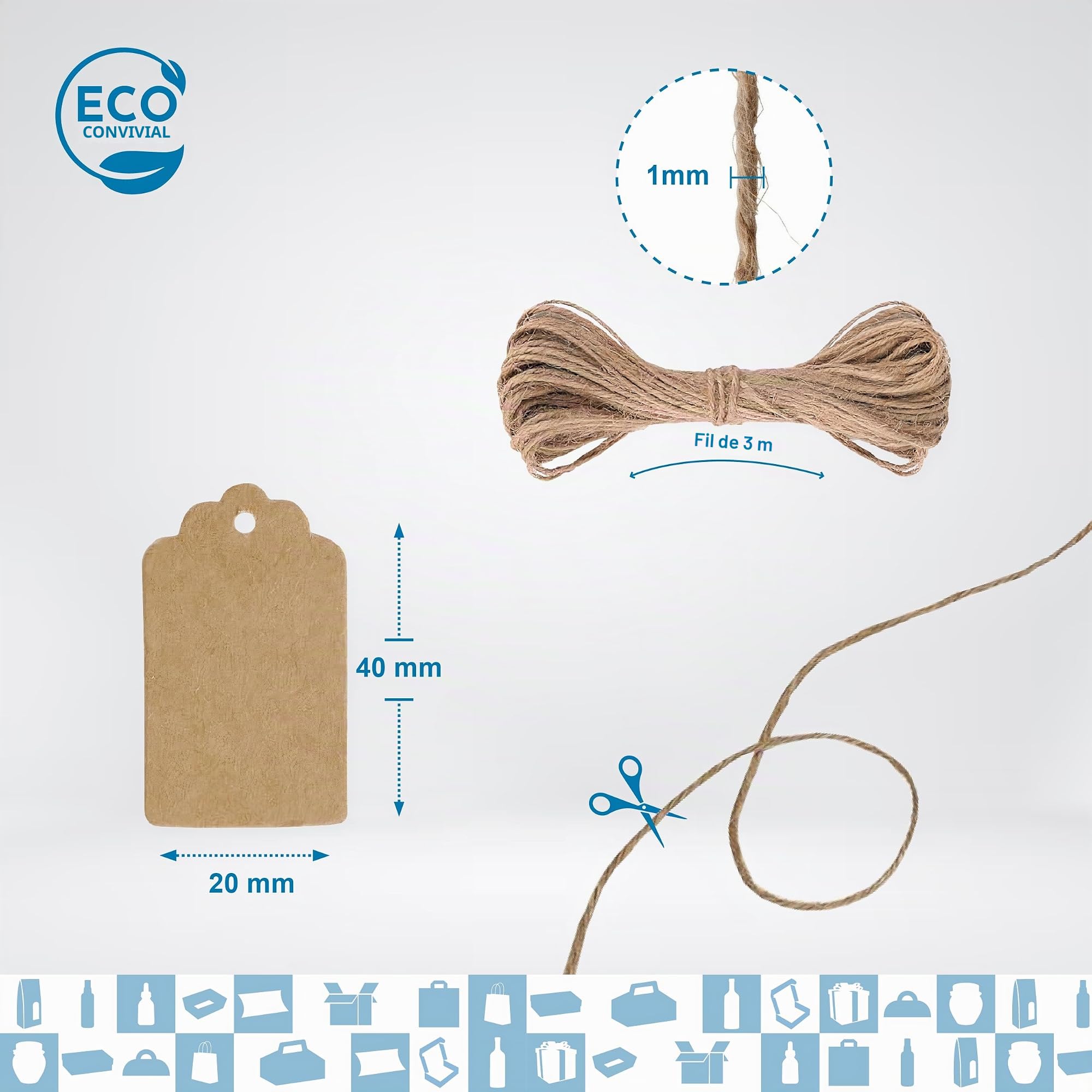 Espirito Rebelde Pack de 20 pots en verre vides de 100 ml avec couvercle, 20 boîtes, tissu, ficelle de jute et 20 étiquettes kraft inclus - Pour confitures, conserves, miel