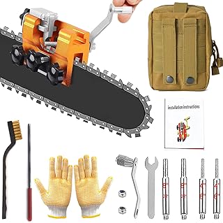 Nxforever Chainsaw Chain Sharpening Jig, Deluxe Saw Sharpener Accessories Kit for All Kinds of Saws and Electric Saws, Portable Hand Crank Teeth Tool Lumberjack&Garden Worker - Yellow