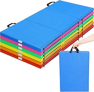 6 Pack 3 Fold Daycare Nap Mats Preschool Toddler Sleeping Nap Mats Portable Rest Nap Mat Folding Nap Floor Mats with Name Tag for Classroom Furniture Kindergarten Daycare