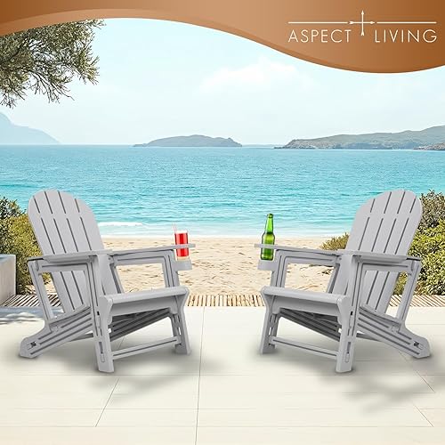 Miniatura 2 de Sillas Adirondack HDPE resistente a la intemperie, no requiere herramientas ni herramientas, montaje en 5 minutos, para patio, chimenea o césped,