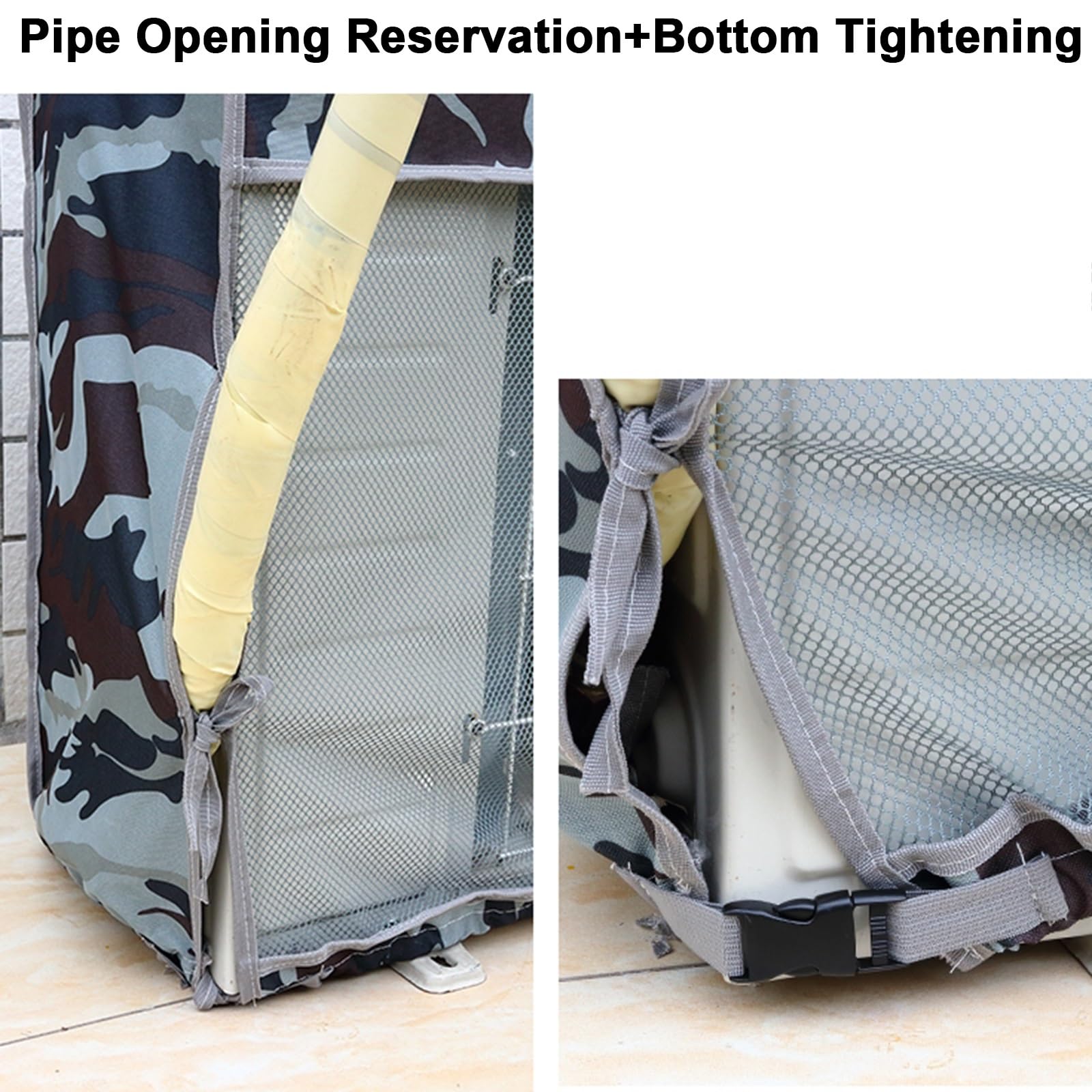 Cubre Aire Acondicionado Exterior, Funda para Aire Acondicionado Exterior Fabricada en Tela Oxford 600D, Malla y Revestimiento de Protección Solar(96x70x40cm/38x28x16in)