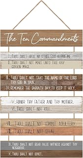 The Ten Commandments Christian Wall Art, Bible Verse Religious Decor, Scripture Prayer Artwork, Suitable for Meditation Room and Office, Perfect Faith Gift for Believers (FARMHOUSE)