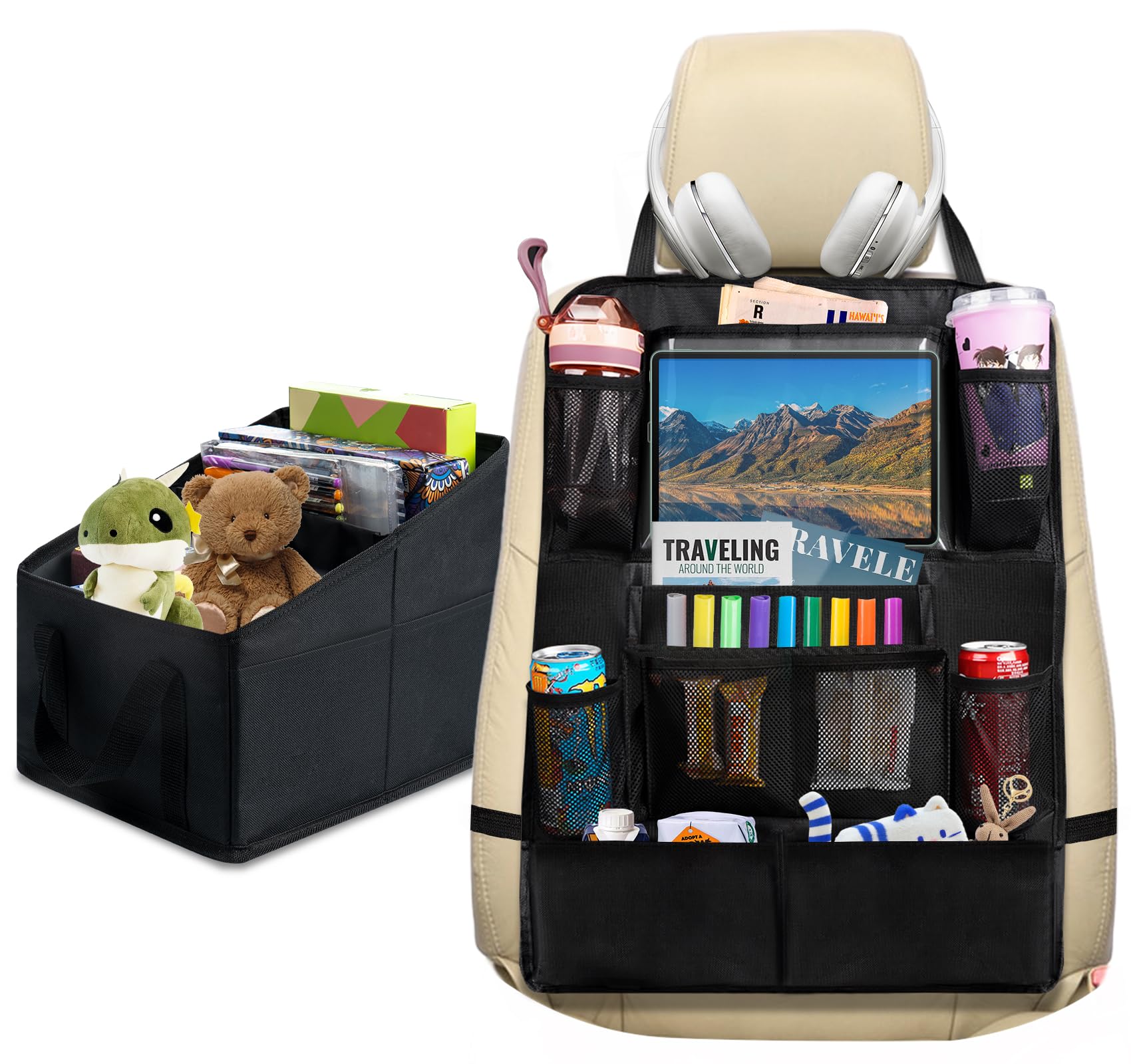 Protettore Sedile Auto Per Bambini ROELLY - Organizer Con Tasche Multiuso (Confezione Da 2) - Foto 3