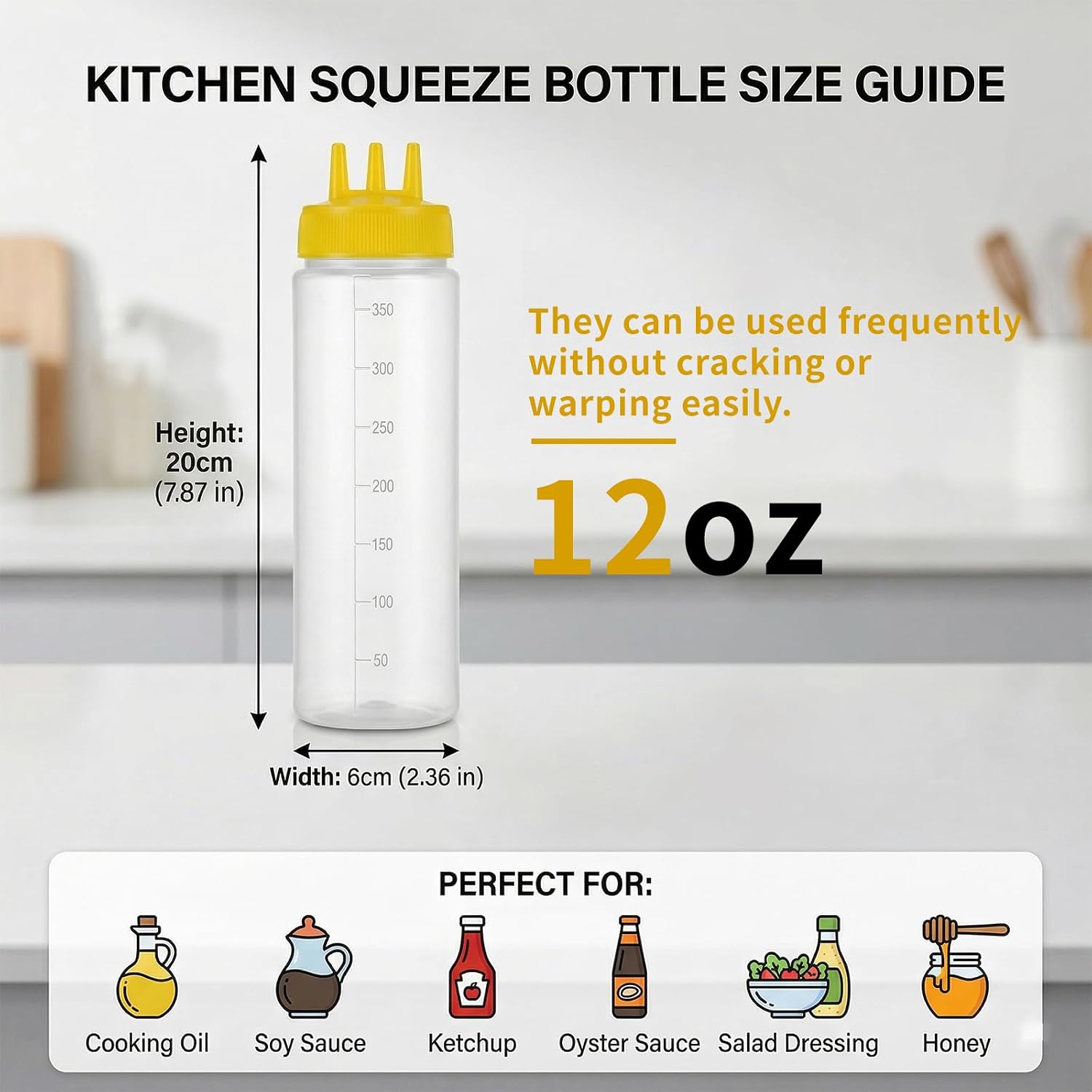 Plastic Condiment Squeeze Bottles for Sauces with 3-Hole Flip Caps image 2